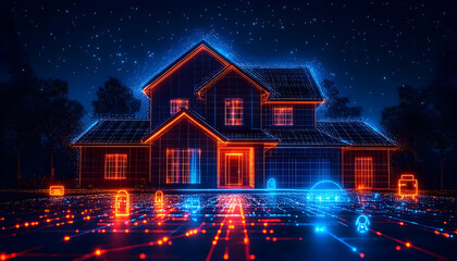 Futuristic Smart Home Technology with Cybernetic Security System Concept
