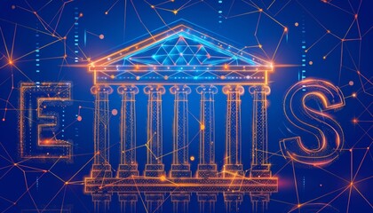 Obraz premium Futuristic digital banking interface featuring glowing financial elements and innovative design