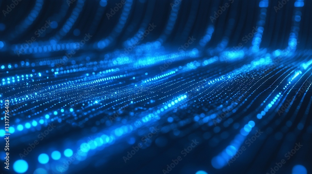 Poster abstract blue digital wave background sparkling glowing lights futuristic technology data stream net