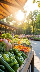 Park farmers market vegetables sunset