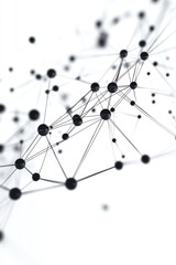 Abstract network of interconnected black dots and lines
