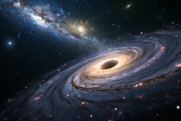Black Hole Over Star Field in Outer Space