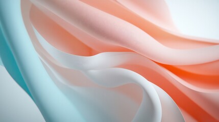Obraz premium Pastel fabric folds, soft light, white background, textile texture