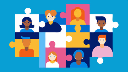 Fototapeta premium Puzzle Pieces Floating puzzle pieces that represent different aspects of identitygender personality culturecoming together to form a complete picture.