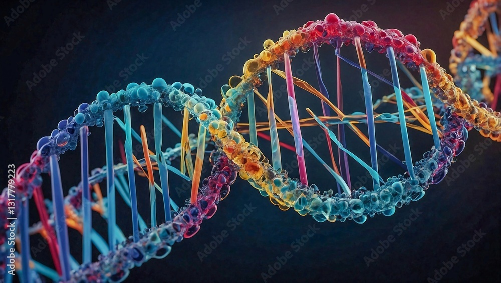 Poster abstract dna helix visualization in 3d.