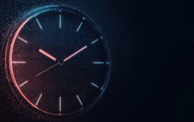Abstract Digital Clock with Colorful Particles on Dark Background