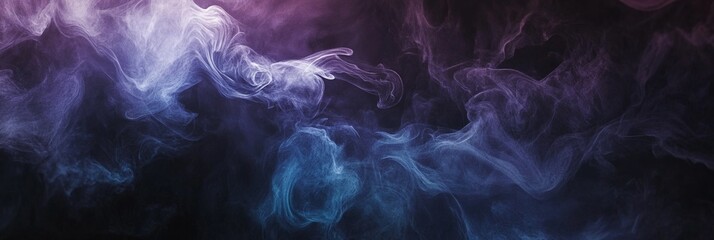 Obraz premium Elegant Dark Mode Abstract Fluid Gradient Background in Deep Purples, Blues, and Blacks with Soft Velvety Textures and Ambient Glow for Premium Branding Visuals