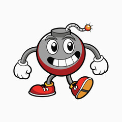 Naklejka premium Hand drawn grenade cartoon illustration. walking Bomb cartoon mascot illustration character vector clip art hand drawn