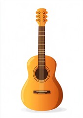 Obraz premium Stunning Ultra-HD Illustration of a Classical Acoustic Guitar on White Background - Featuring Smooth Wood Texture and Intricate String Details for Modern Design Lovers