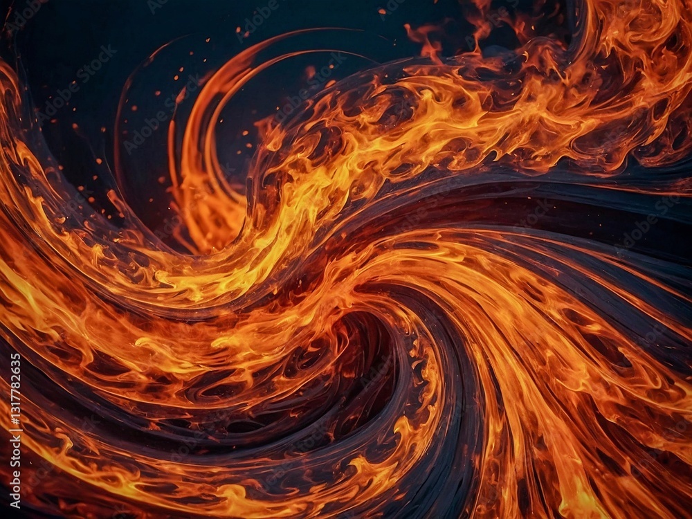 Poster abstract fiery background with vibrant swirl patterns.