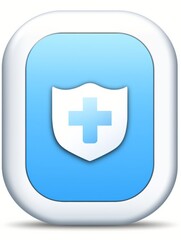 Fototapeta premium Minimalistic app icon with cloud, shield, gear, network symbol, and upward arrow on light blue background