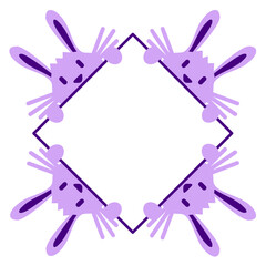 4 Rabbits Four Friends Hide Behind Frames Party Design Lover Art Vector Illustration Card T-Shirt Poster Sticker Graphic Print Decorative Drawing Isolated Logo Decoration Symbol Creative Cool Style
