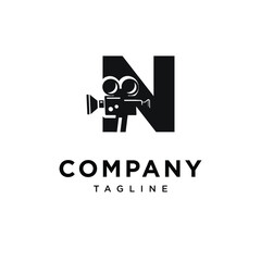Letter N Film Camera Record Logo Icon Vector