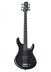 Sleek Modern Electric Bass Guitar Vector Illustration with Glossy Finish and Metallic Reflections - High-Quality Design Isolated on White Background for Music Lovers and Graphic Artists