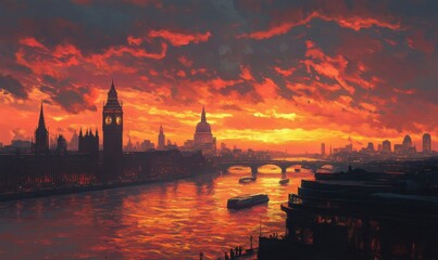 Fototapeta premium London Skyline at Sunset