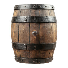 Obraz premium Antique Wooden Barrel with Metal Bands Aged Rustic Texture Vintage Wine Cask