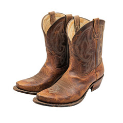 Authentic Brown Leather Cowboy Boots with Intricate Stitching Western Fashion Footwear