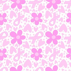 Breast cancer month seamless pink ribbon day mammogram pattern for medical accessories and medicine textiles