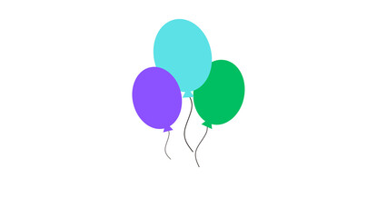 A group of balloons in cartoon flat style isolated on transparent background. Vector set