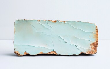 Weathered Brick with Teal Paint Fragment