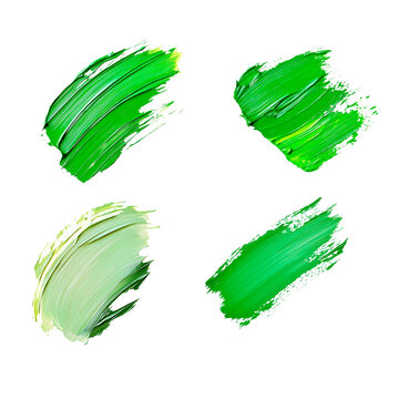 pincelada de pintura acr&iacute;lica en diferentes tonos de verde