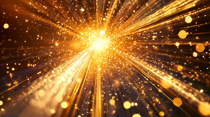 A futuristic, abstract dreamscape where a brilliant, pulsating core radiates beams of cascading light. Pulsating Beams. Illustration