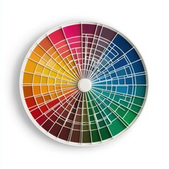 Obraz premium Vibrant color wheel stands out on a clean white backdrop, showcasing a spectrum of hues in perfect harmony.