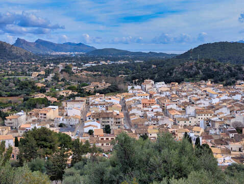 Panoramic view of the old town of Pollenca, Majorca, Spain