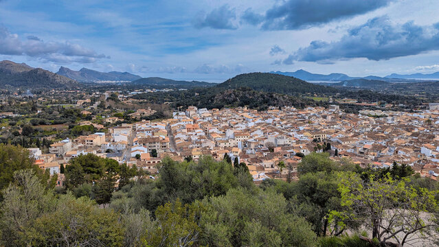 Panoramic view of the old town of Pollenca, Majorca, Spain