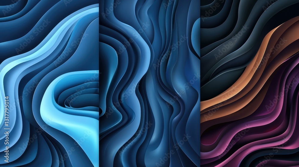 Poster dive into elegance with this dark abstract vector, showcasing subtle geometric wave patterns in a mo