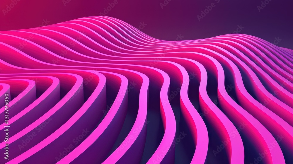 Poster vibrant 3d neon wallpaper with glowing pink lines coursing over a sleek black background, creating a