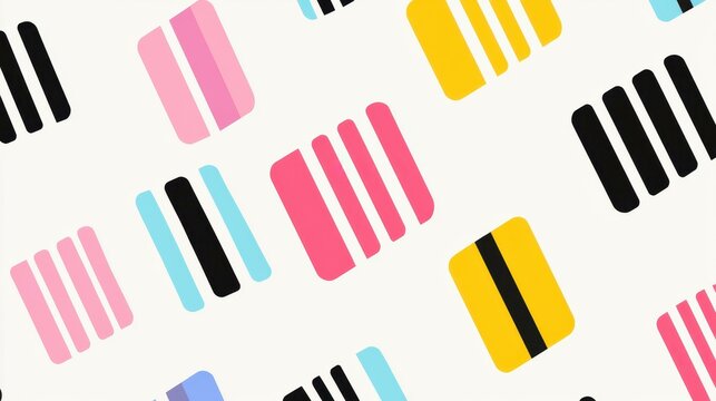 Explore a vibrant barcode pattern, featuring colorful 2bit designs perfect for coding and scanning goods with clarity.