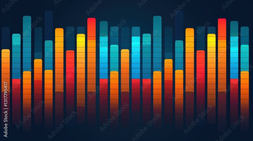 Poster abstract sound waves blend color and motion, creating a vibrant equalizer effect against a dark back