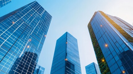Obraz premium Modern Skyscrapers, Cityscape, Urban - Sustainable architecture