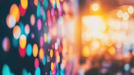 Vibrant bokeh lights create a festive atmosphere in a cozy indoor setting, enhancing mood