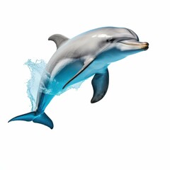 Obraz premium A sleek dolphin cutout, gracefully posed against a clean white backdrop, highlighting its fluid form and elegance.