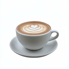 A rich cup of latte served hot, showcasing smooth foam art, perfect for a cozy morning or afternoon pickmeup.
