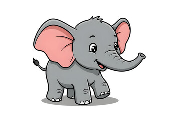 Naklejka premium Cute little elephant walking and smiling, simple cartoon drawing for kids and coloring
