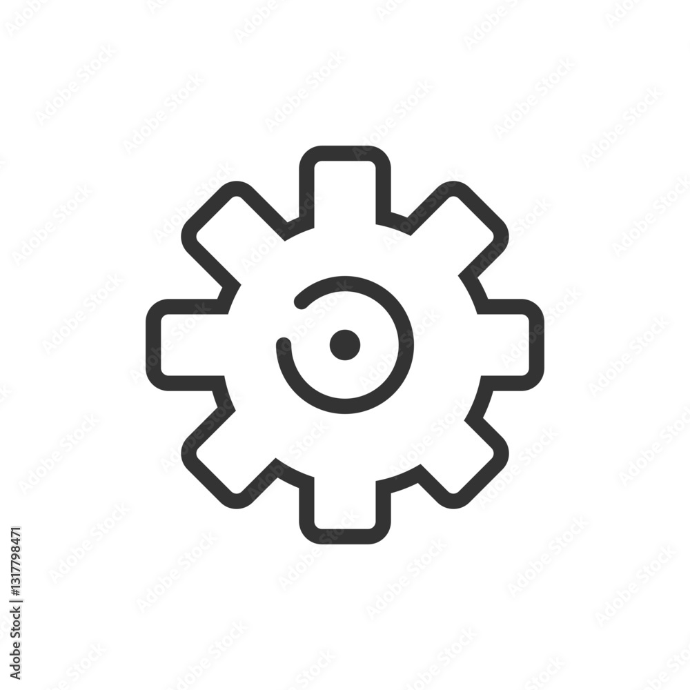 Poster a sleek cogwheel symbolizing seamless efficiency and precise engineering, rendered in clean lines an