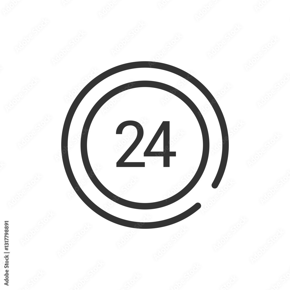 Poster around-the-clock service ensuring constant support and accessibility with a minimalist line art desi
