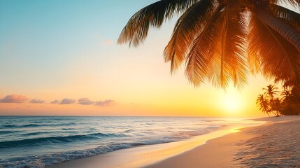 Golden Sunset Tropical Beach Paradise - Golden Hour Photography