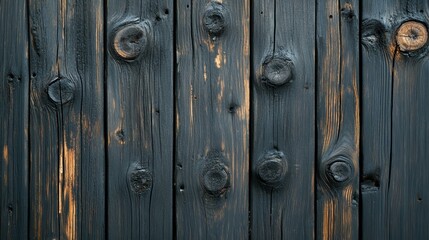 Fototapeta premium Discover a rustic burnt wood plank background, perfect for crafts and interior design projects with its unique natural grain.
