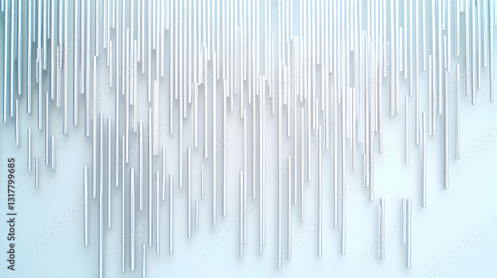 Poster abstract 3d background with vertical white and blue lines on light blue backdrop creating a minimali