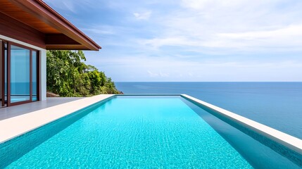 Fototapeta premium Infinity Pool Ocean View Luxury Villa - Luxury travel