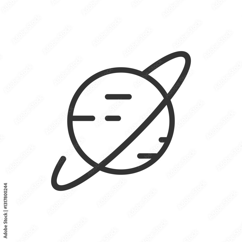 Poster exploring the cosmos a simple line drawing of a planet with rings orbiting gracefully in a minimalis