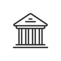 A Stately Neoclassical Building, A Symbol Of Knowledge And Tradition, Depicted In A Clean Minimalist Line Art Style With Subtle Gray Tones