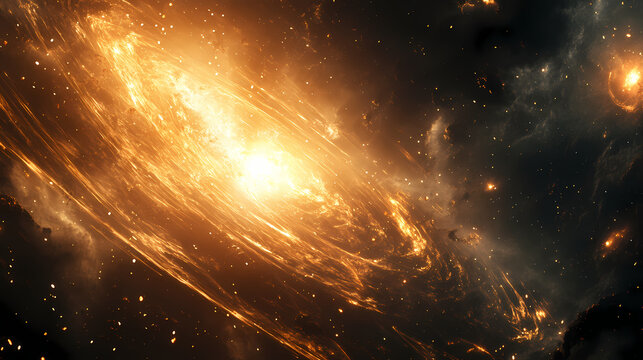 Supernova explosion, with pulsating waves of radiant energy causing a mesmerising nebula formation. Pulsating Beams. Illustration