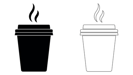 coffee cup outline and silhouette vector design