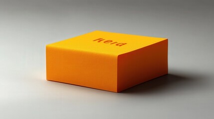 Vibrant orange box with embossed text on a smooth surface, showcasing modern design aesthetics