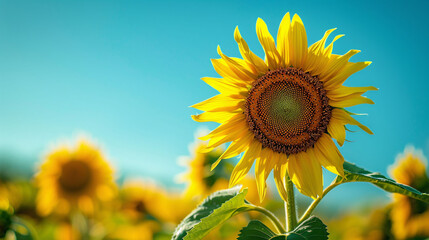 Bright Sunflower in Full Bloom Under a Clear Blue Sky